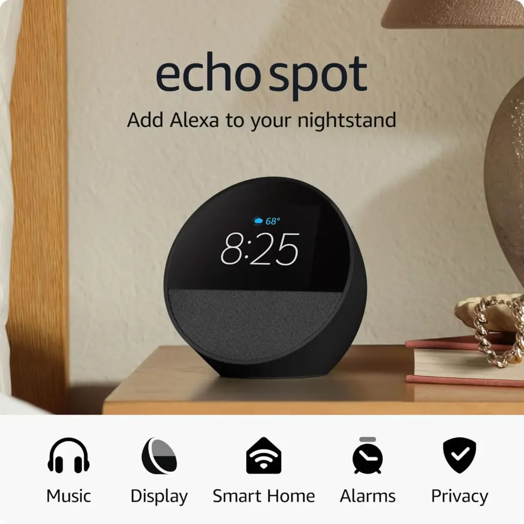 AMAZON - ALEXA ECHO SPOT 2024 NEGRO CONOCE EL ECHO SPOT