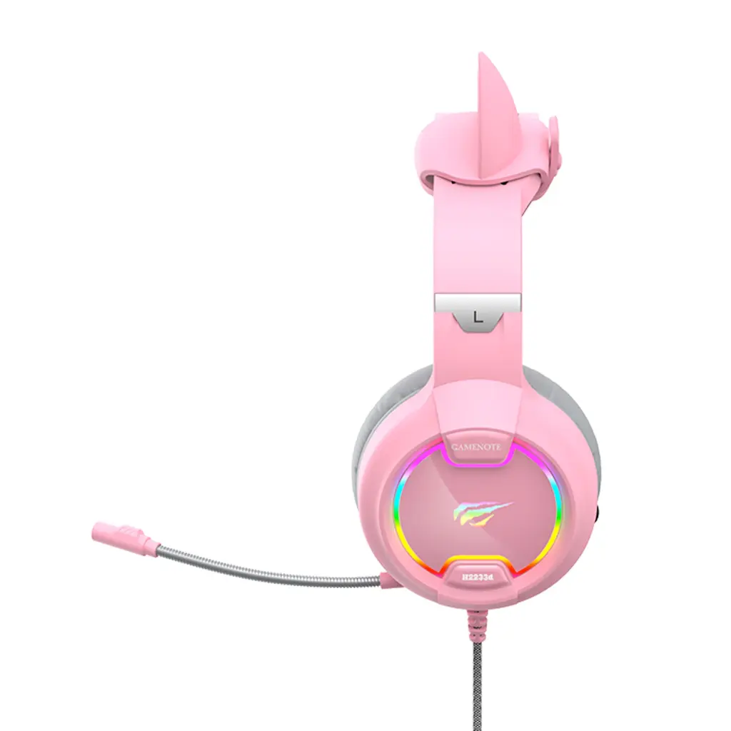 HAVIT - AUDIFONOS GAMER ROSA CON OREJAS DE GATO 