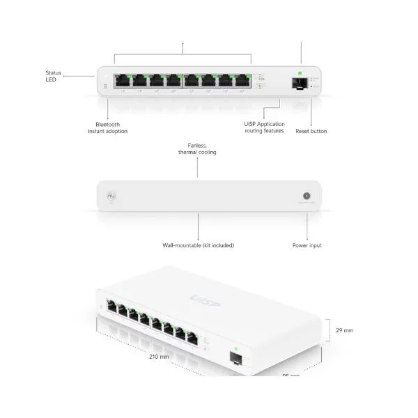 UBIQUIT - UISP ROUTER - 8 PUERTOS GIGABIT POE  
