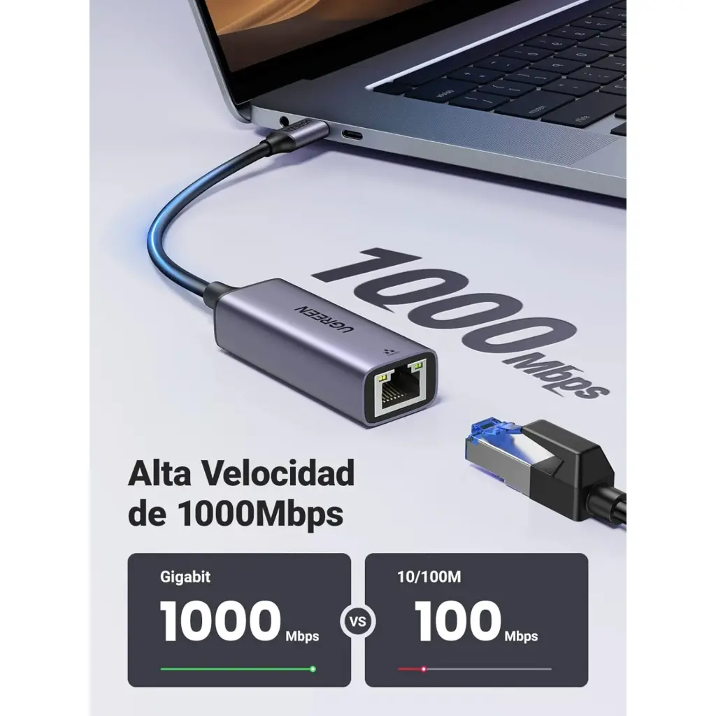 UGREEN - ADAPTADOR DE RED USB-C 3.1 (5 GBPS) A RJ45 