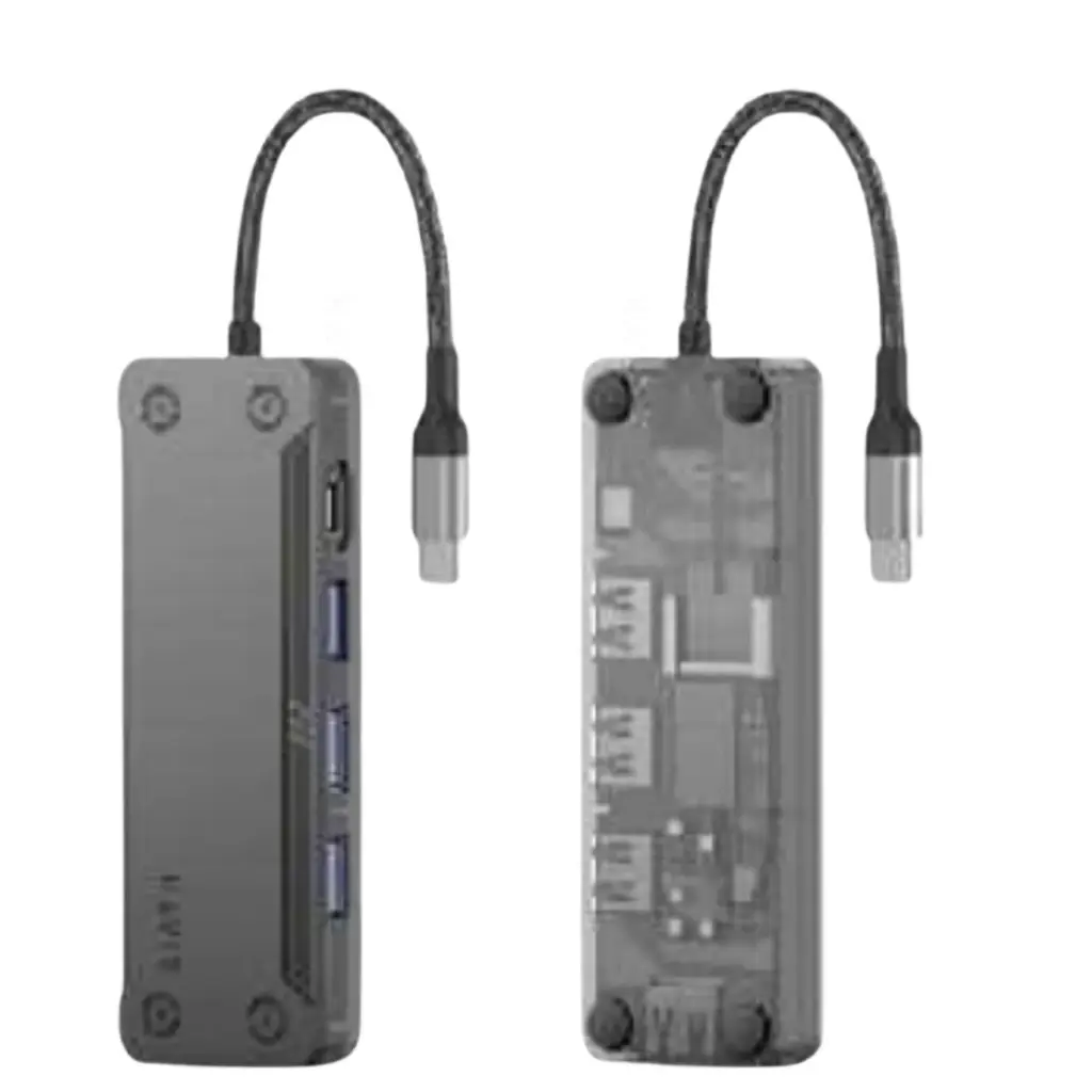 HAVIT - HUB USB-C CASE ALUMINIO+ABS TRANSPARENTE