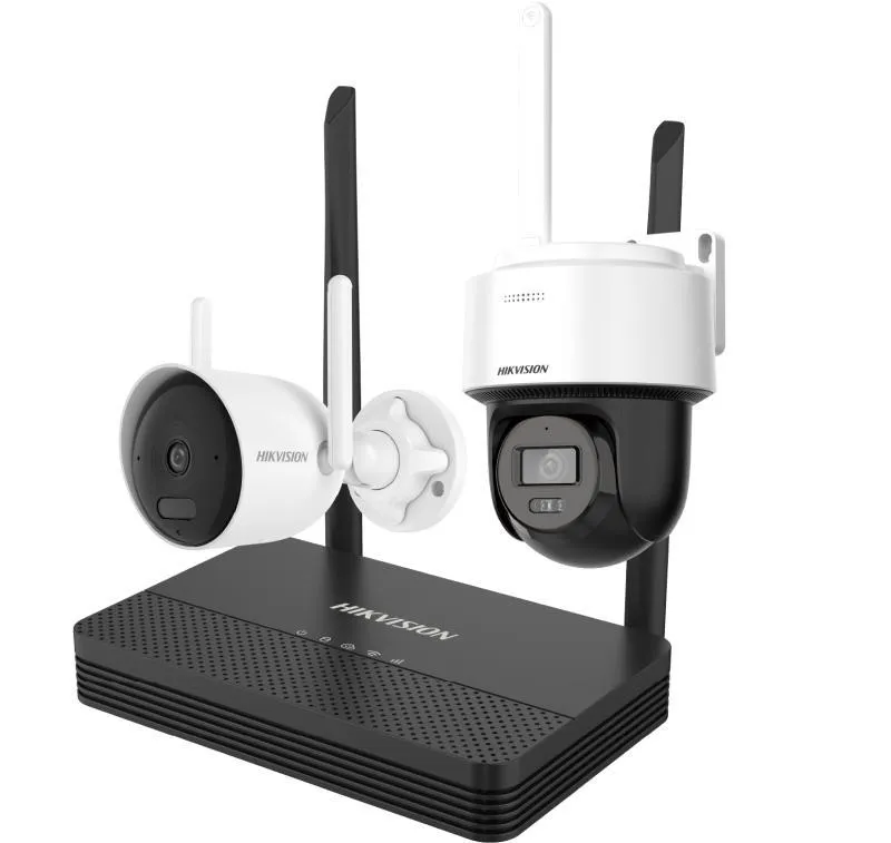 HIKVISION - KIT DE CAMARAS WIFI BALA 2MP + PT 2MP CON AUDIO BIDIRECCIONAL AMBAS - NVS - FUENTES - ACUSENSE LITE