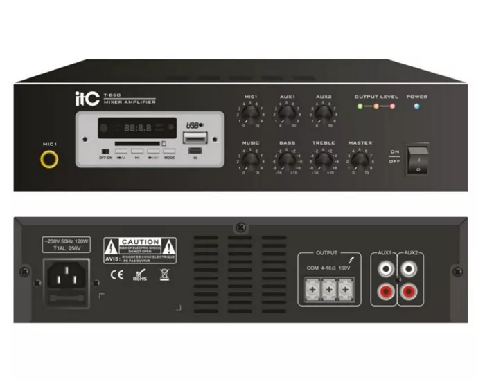 ITC - AMPLIFICADOR BLUETOOTH 60W 100/70V