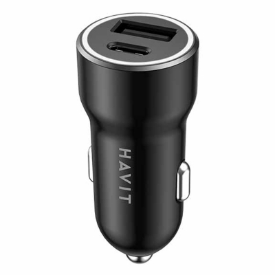 [HV-CC613 CB623C] HAVIT - CARGADOR DUAL PARA AUTOMOVIL CON CARGA RAPIDA + CABLE USB TIPO C CON CARGA RAPIDA