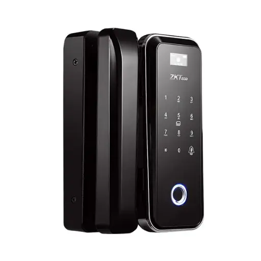 [GL300W-L] ZKTECO - CERRADURA PARA PUERTAS DE BLINDEX LADO IZQUIERDO, WIFI, BIOMÉTRICO, RFID, CONTRASEÑA 