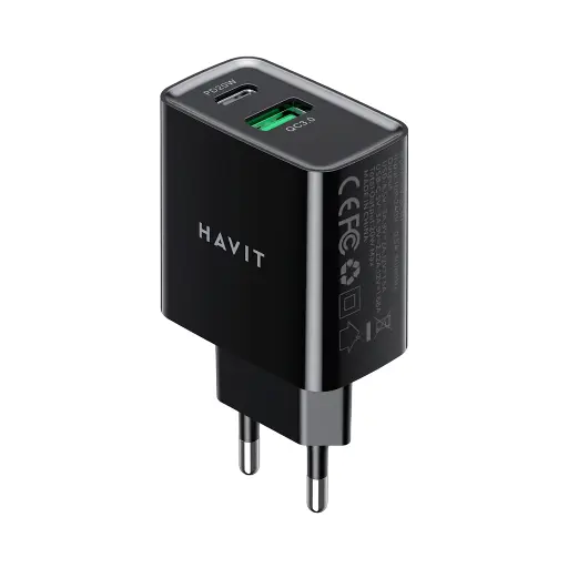 [HV-UC111-US-B] HAVIT - CARGADOR HAVIT NEGRO PD20W+QC3.0